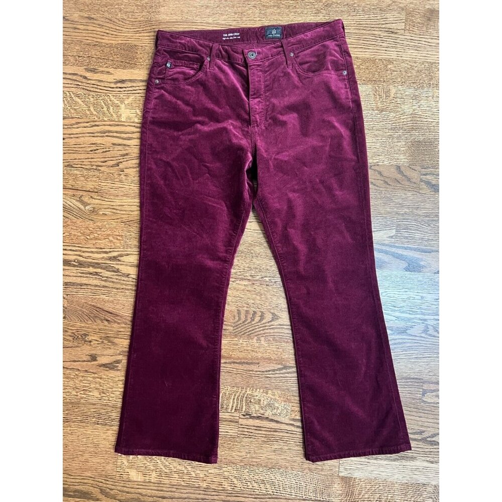 AG Womens Purple Velvet The Jodi Crop High Rise Cropped Flare - Picture 6 of 10